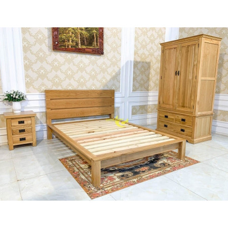 Oak 02 - Nệm 1m x 2m : Giường Ngủ Gỗ Sồi